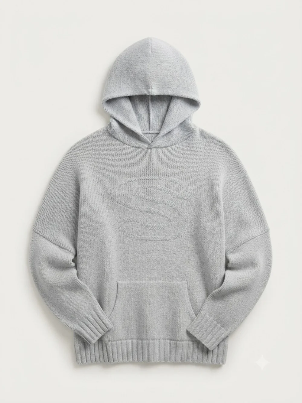 SHEIN Light Gray Hooded Knit Pullover